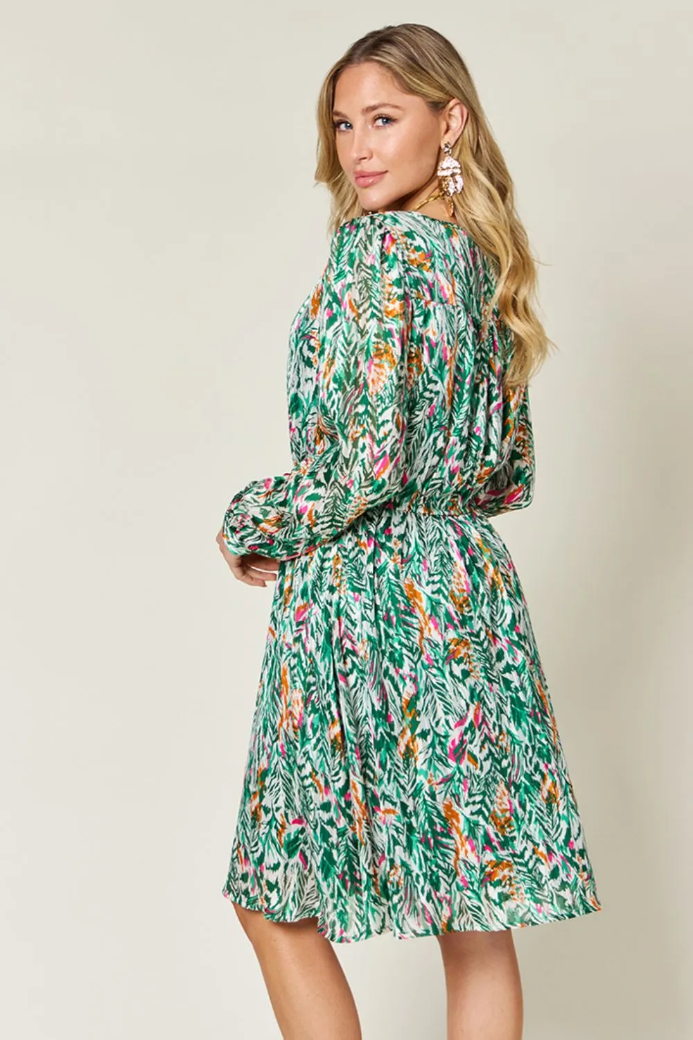 Double Take Full Size Printed Drawstring Waist Long Sleeve Dress sold by Charming Charlie product image thumbnail 3