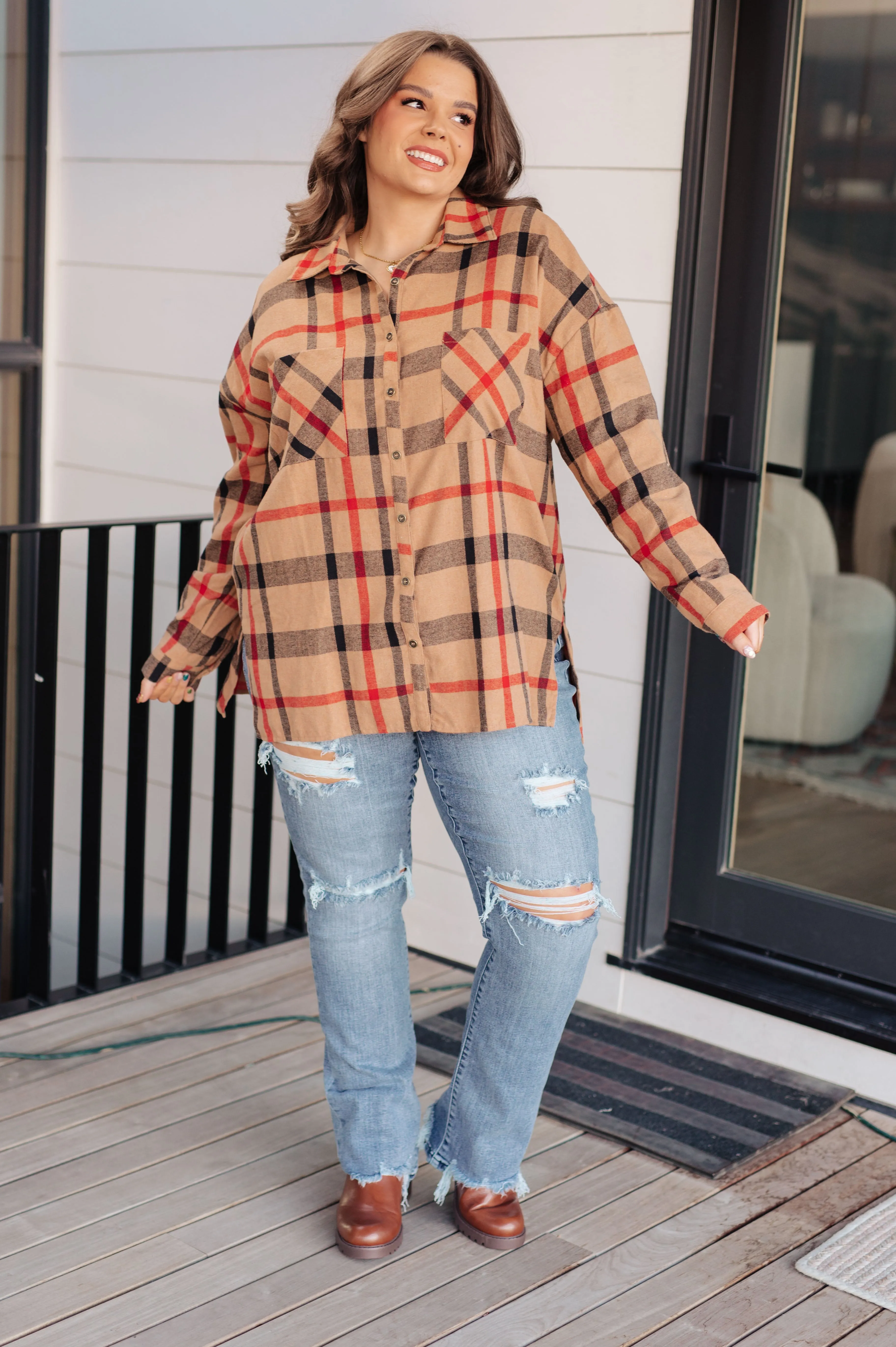 Is It Really Oversized Plaid Button Up sold by Charming Charlie product image thumbnail 5