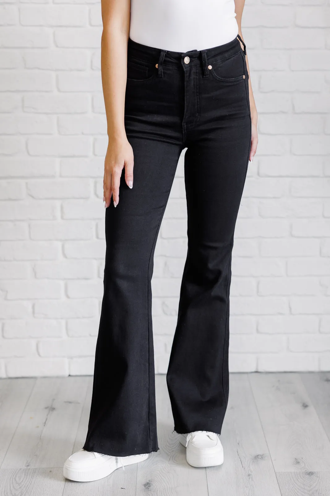 Etta High Rise Control Top Flare Jeans in Black sold by Charming Charlie product image thumbnail 2