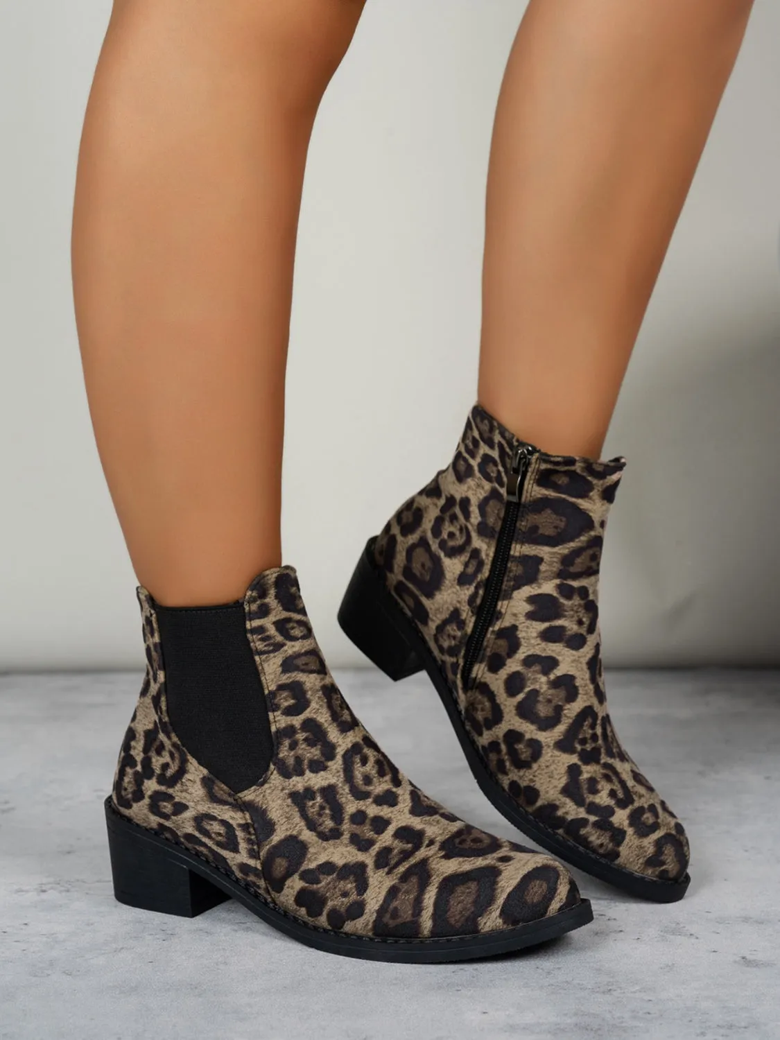 Leopard Point Toe Block Heel Boots sold by Charming Charlie product image thumbnail 5