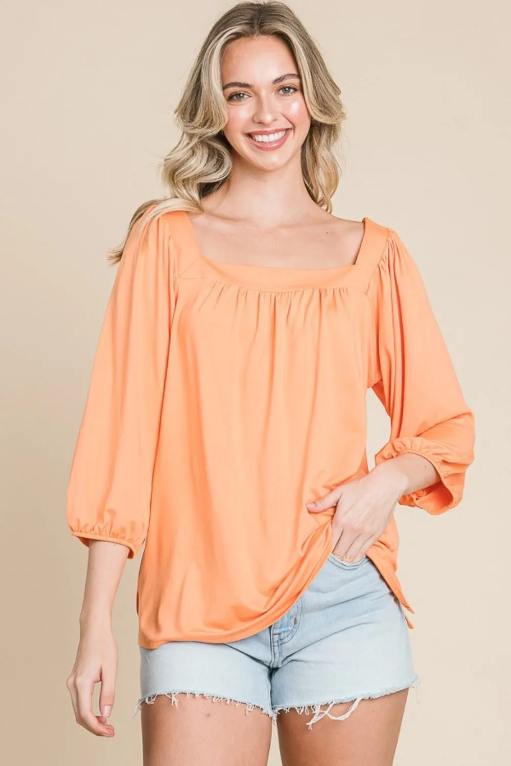 Culture Code Square Neck Puff Sleeve Top sold by Charming Charlie