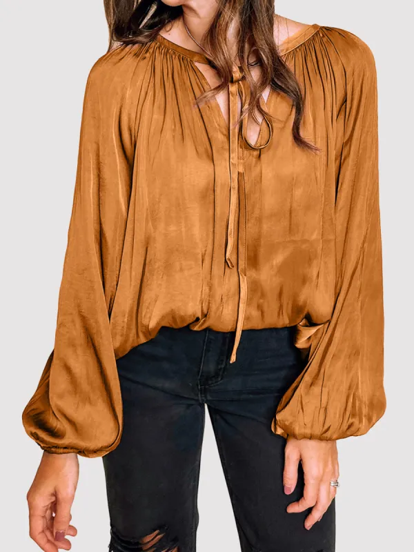 Tie Neck Balloon Sleeve Blouse sold by Charming Charlie