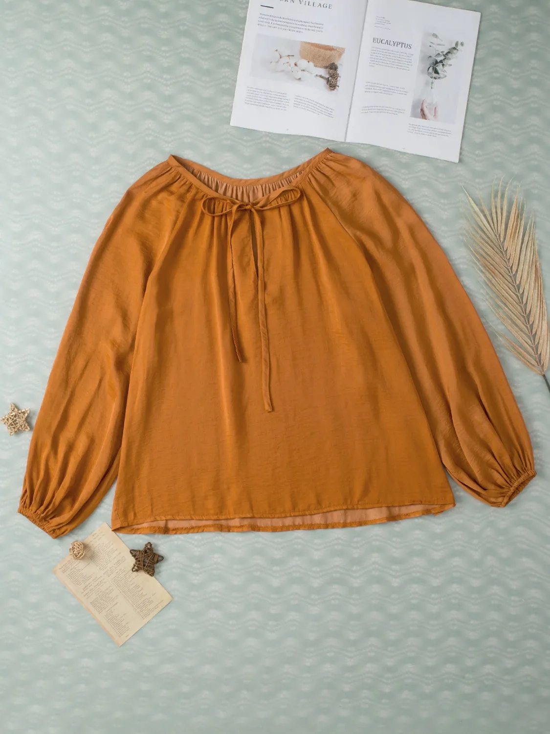 Tie Neck Balloon Sleeve Blouse sold by Charming Charlie product image thumbnail 3