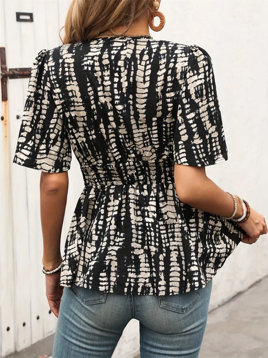 Printed V-Neck Half Sleeve Blouse sold by Charming Charlie product image thumbnail 2
