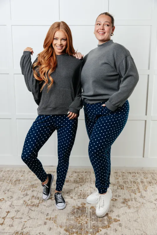 Your New Favorite Joggers in White Polka Dot sold by Charming Charlie