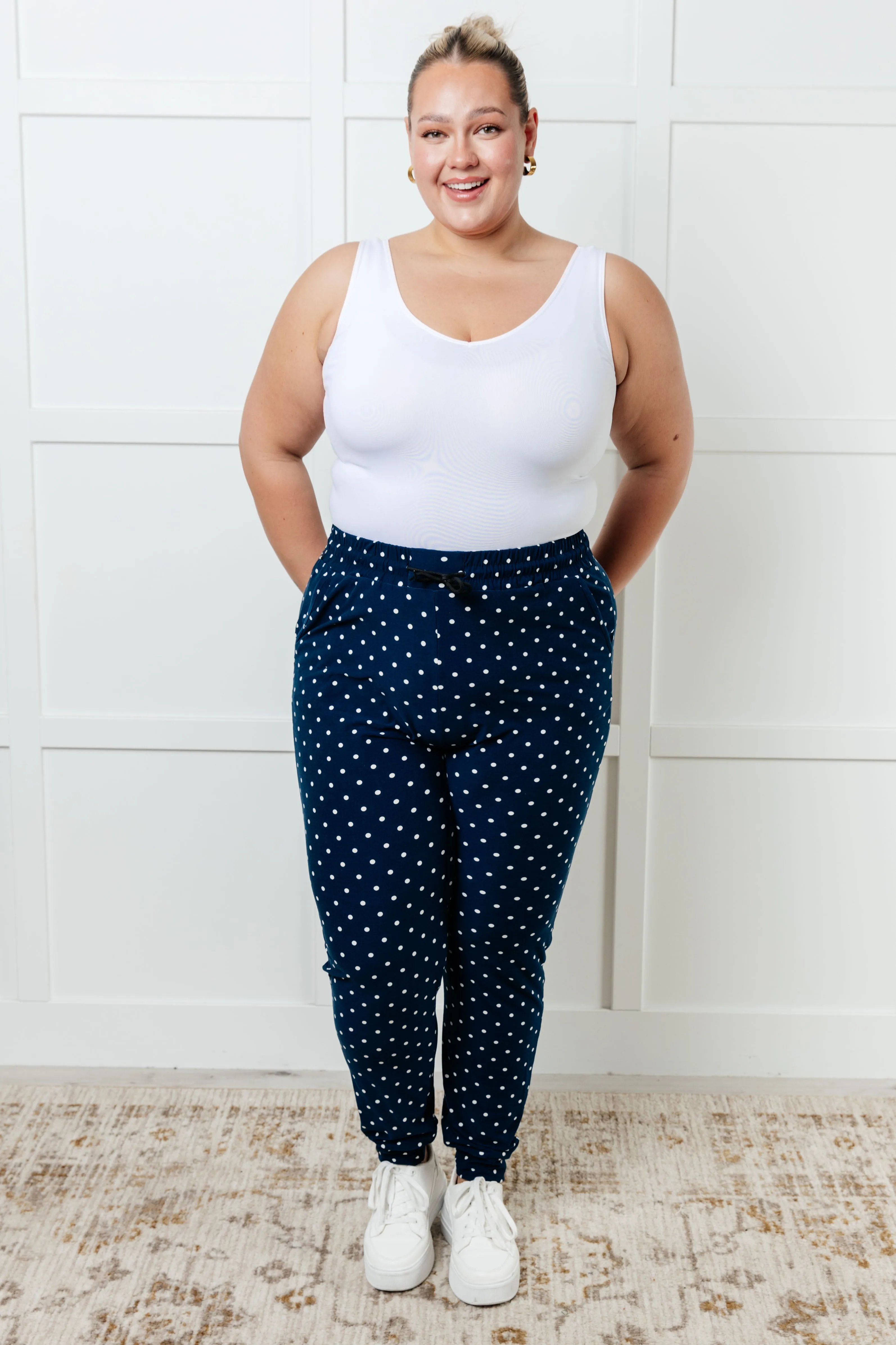 Your New Favorite Joggers in White Polka Dot sold by Charming Charlie product image thumbnail 2