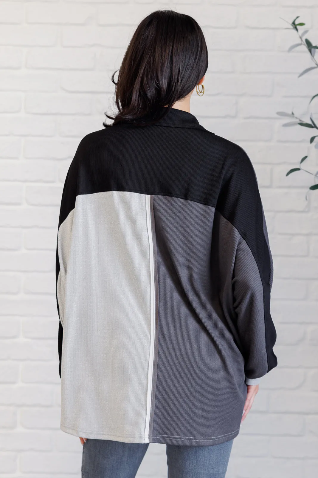 Chip Off the Old Colorblock V-Neck Henley in Grey sold by Charming Charlie product image thumbnail 5