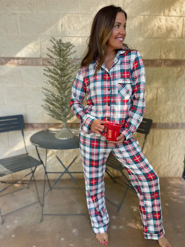 PREORDER: Holiday Plaid Pajama Set sold by Charming Charlie