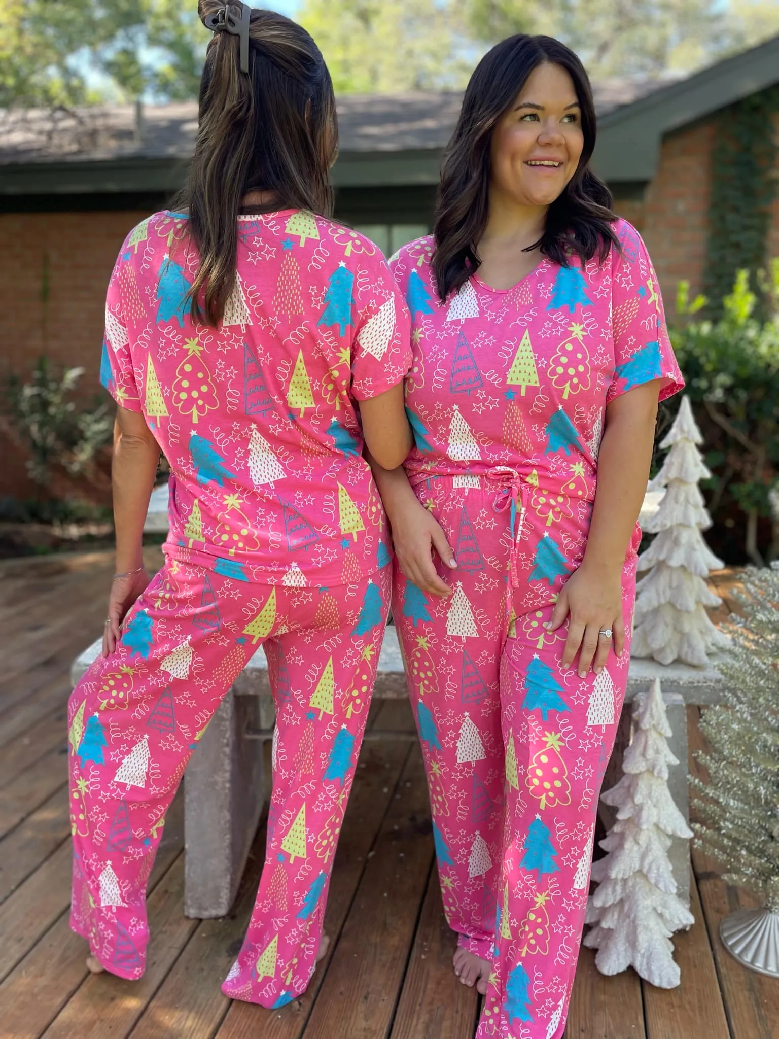 PREORDER: Pink Trees Pajama Set sold by Charming Charlie product image thumbnail 4