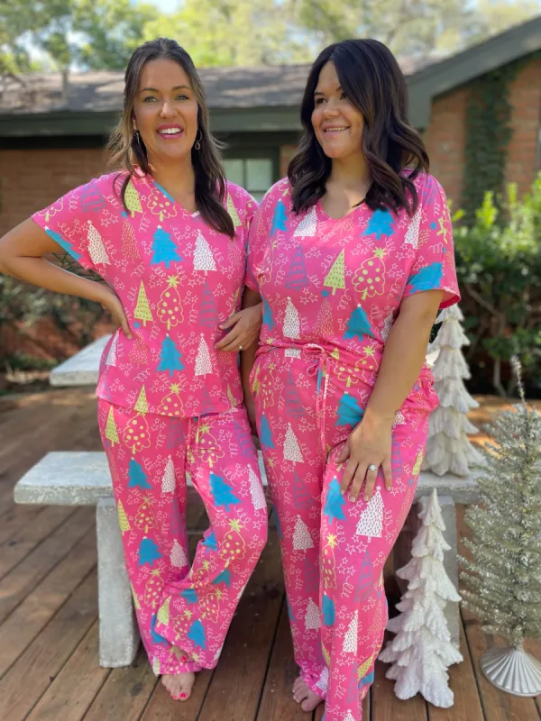 PREORDER: Pink Trees Pajama Set made by Charming Charlie