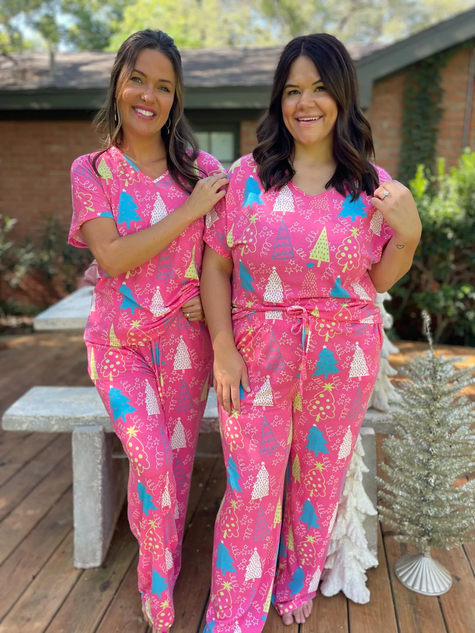 PREORDER: Pink Trees Pajama Set sold by Charming Charlie product image thumbnail 2