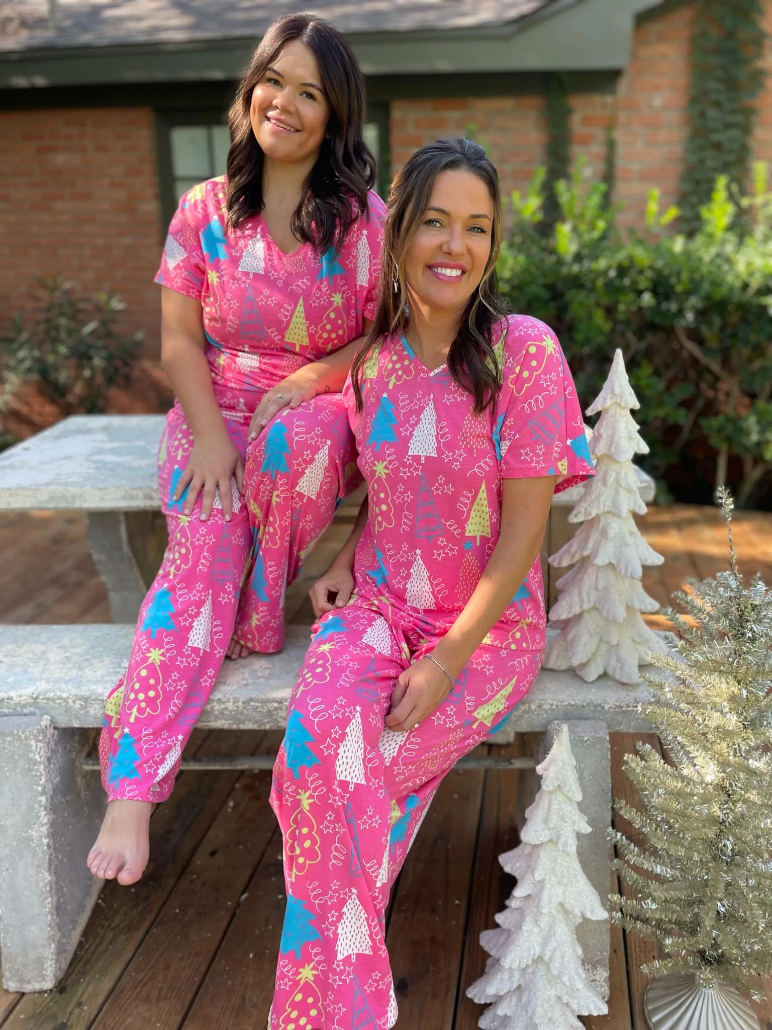 PREORDER: Pink Trees Pajama Set sold by Charming Charlie product image thumbnail 3