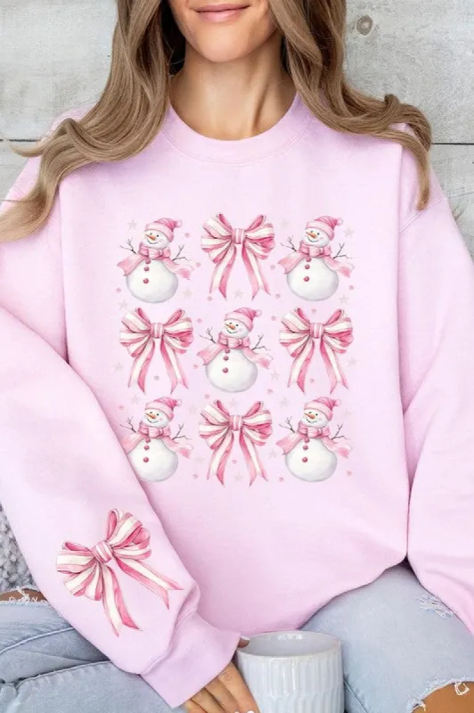 Coquette Bow Pink Snowman Graphic Sweatshirts sold by Charming Charlie