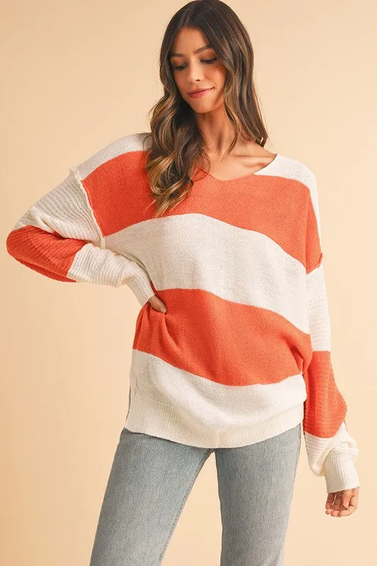 Colorblock V Neck Side Slits Sweater sold by Charming Charlie product image thumbnail 4