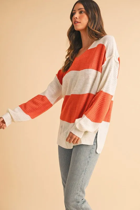 Colorblock V Neck Side Slits Sweater sold by Charming Charlie product image thumbnail 5