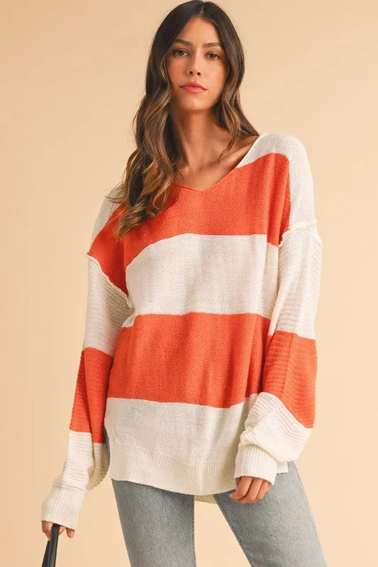 Colorblock V Neck Side Slits Sweater sold by Charming Charlie product image thumbnail 2