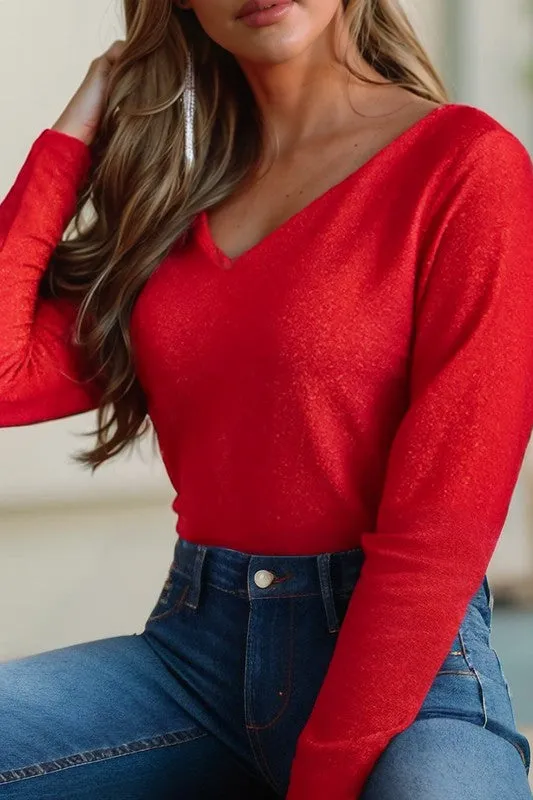 Sweet Bowknot Backless V Neck Long Sleeve Top sold by Charming Charlie product image thumbnail 3