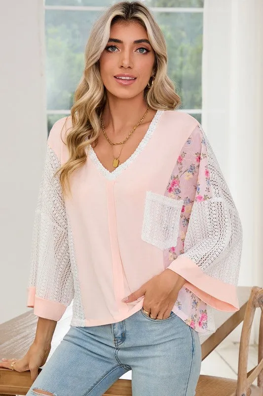 Floral Crochet Patchwork Batwing Sleeve Blouse sold by Charming Charlie product image thumbnail 5