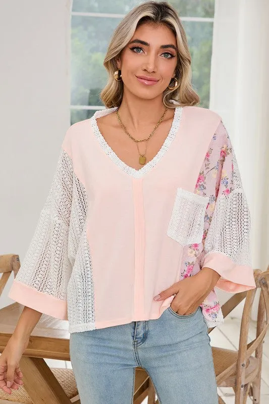 Floral Crochet Patchwork Batwing Sleeve Blouse sold by Charming Charlie product image thumbnail 4