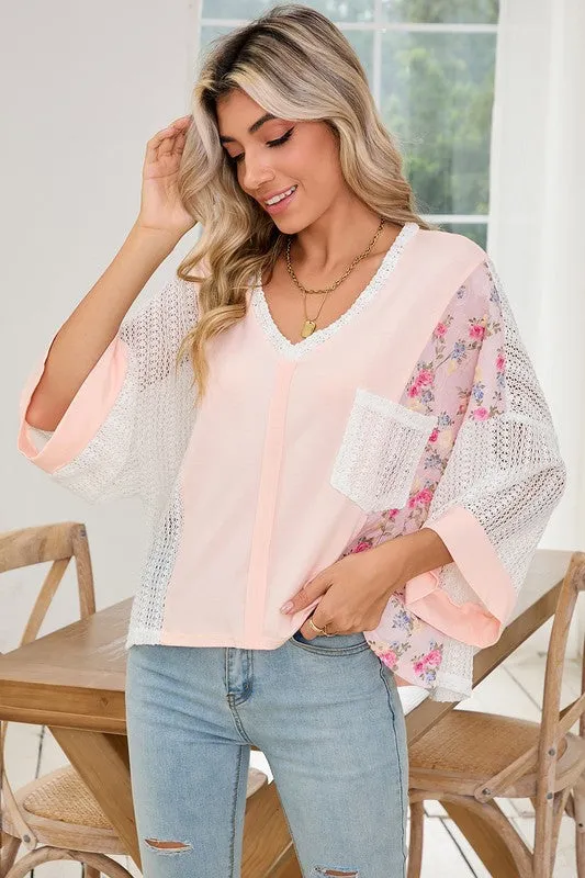 Floral Crochet Patchwork Batwing Sleeve Blouse sold by Charming Charlie product image thumbnail 3