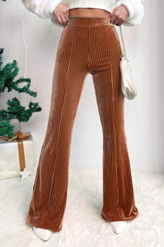 Solid Color High Waist Corduroy Flare Pants sold by Charming Charlie