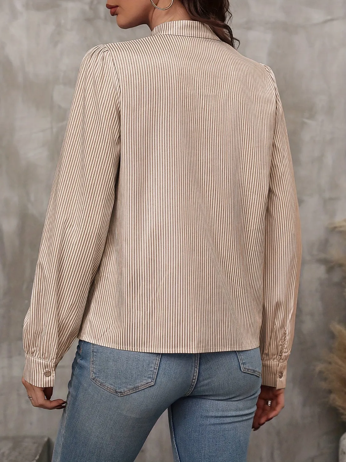 Tied Striped Long Sleeve Blouse sold by Charming Charlie product image thumbnail 4