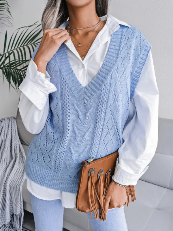 Openwork V-Neck Sweater Vest sold by Charming Charlie