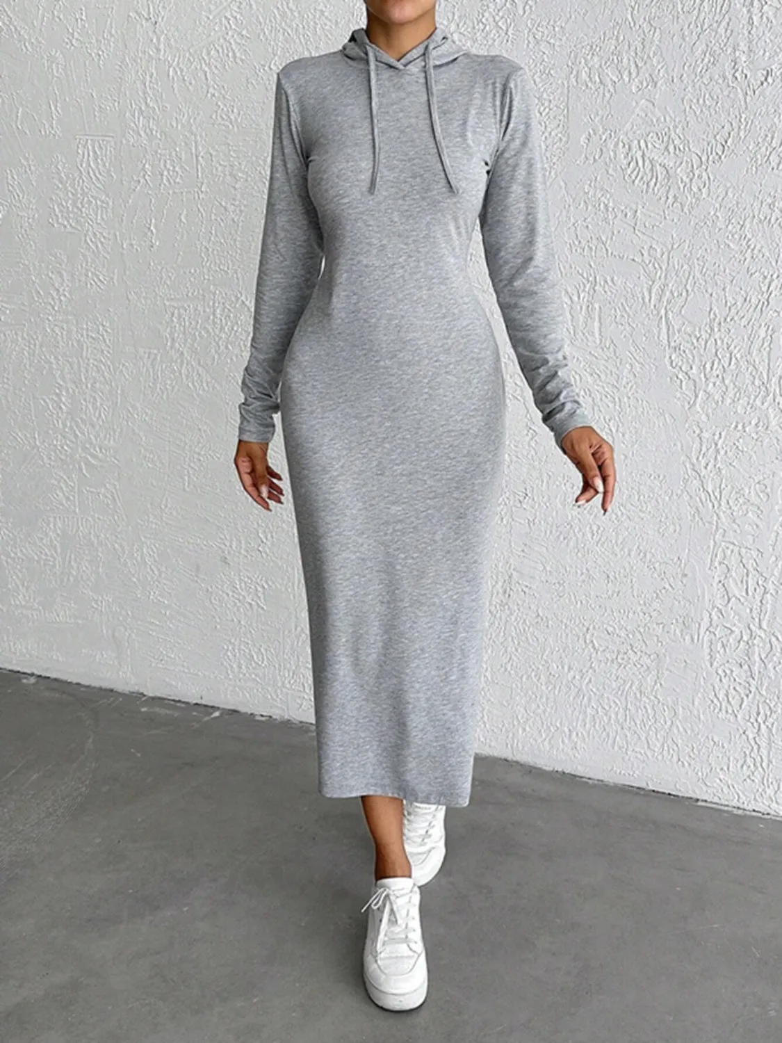 Drawstring Long Sleeve Hooded Midi Dress sold by Charming Charlie
