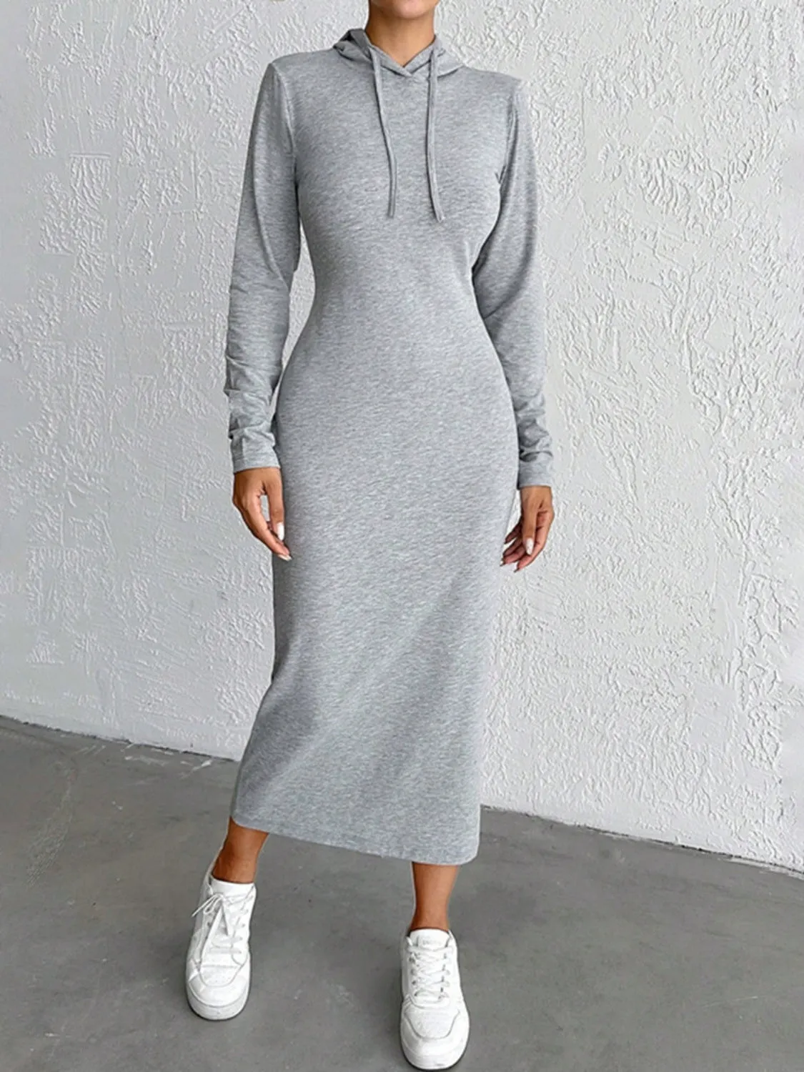 Drawstring Long Sleeve Hooded Midi Dress sold by Charming Charlie product image thumbnail 2