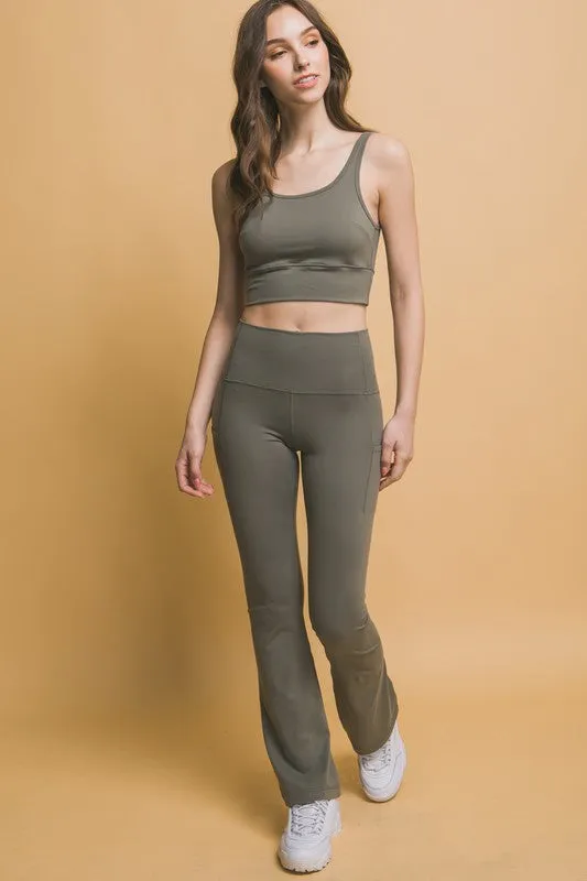 Love Tree High Waist Flare Active Leggings with Side Pockets sold by Charming Charlie product image thumbnail 4
