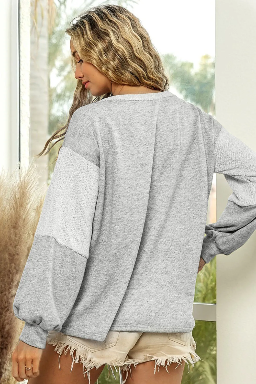 Color Block Double Chest Pocket Boat Neck Top sold by Charming Charlie product image thumbnail 4