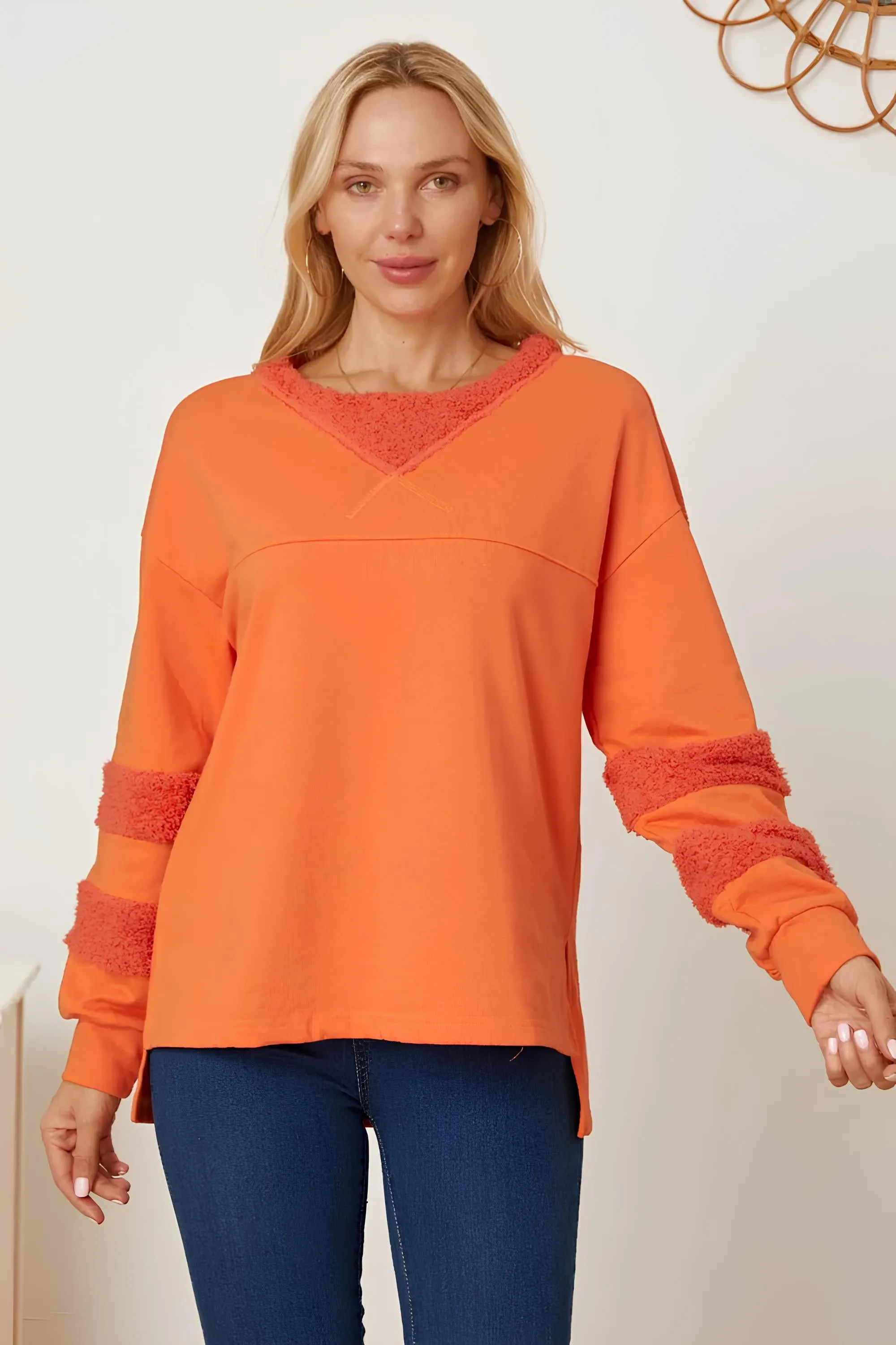High-Low Round Neck Long Sleeve Sweatshirt sold by Charming Charlie product image thumbnail 2