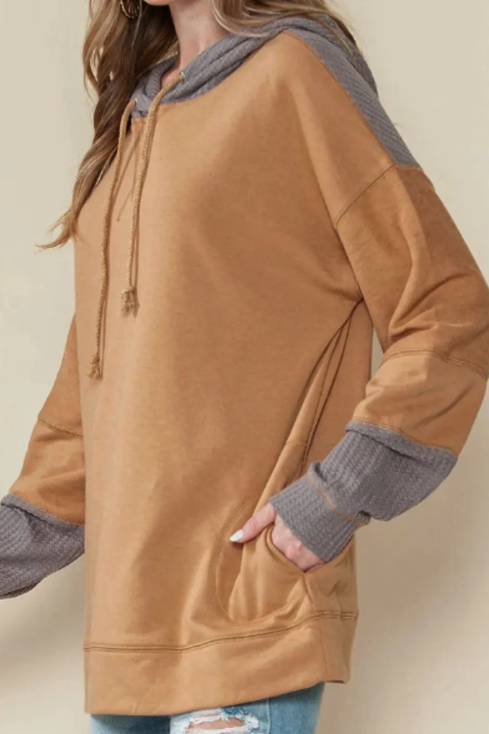 Drawstring Contrast Long Sleeve Hoodie sold by Charming Charlie product image thumbnail 3