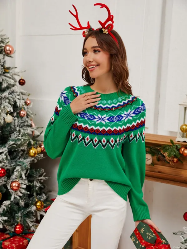 Geometric Round Neck Long Sleeve Sweater sold by Charming Charlie