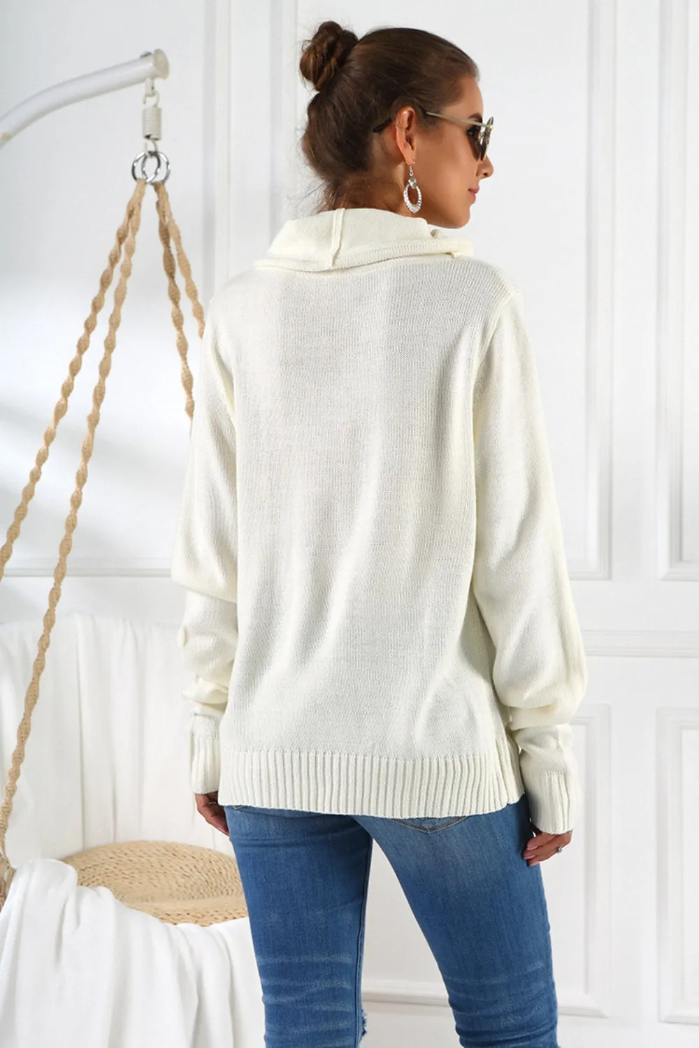 Drawstring Mock Neck Long Sleeve Sweater sold by Charming Charlie product image thumbnail 3