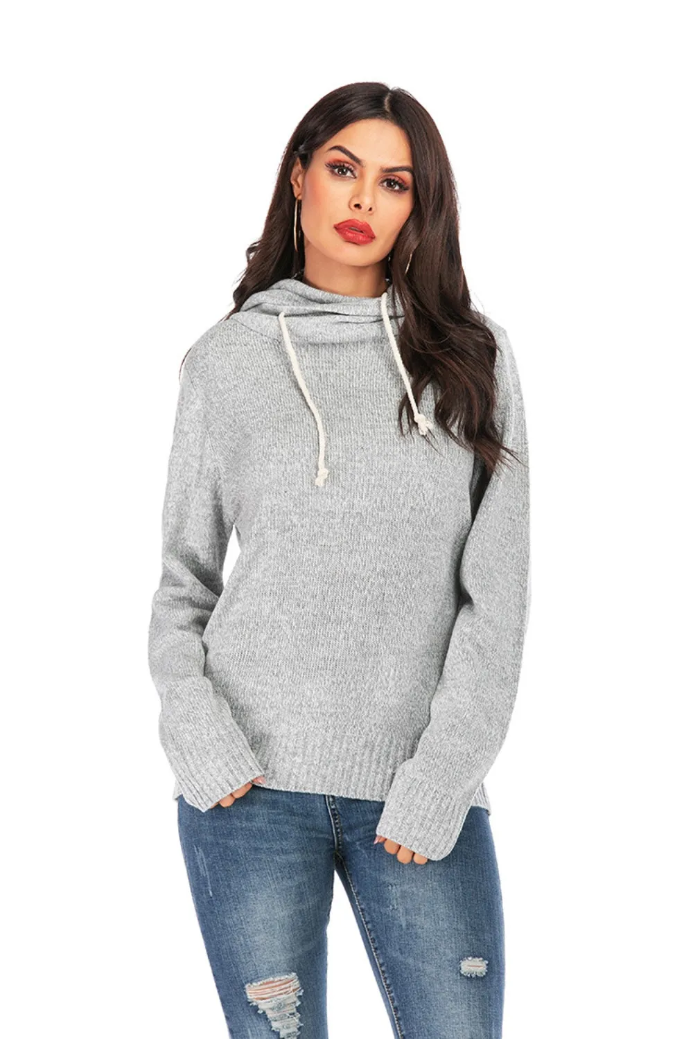 Drawstring Mock Neck Long Sleeve Sweater sold by Charming Charlie product image thumbnail 4