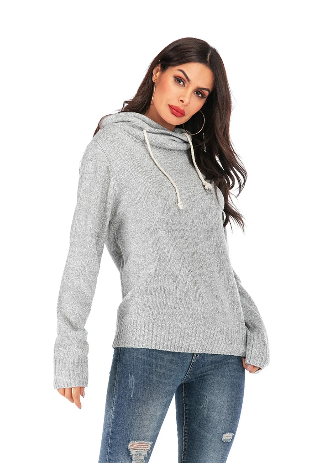 Drawstring Mock Neck Long Sleeve Sweater sold by Charming Charlie product image thumbnail 5