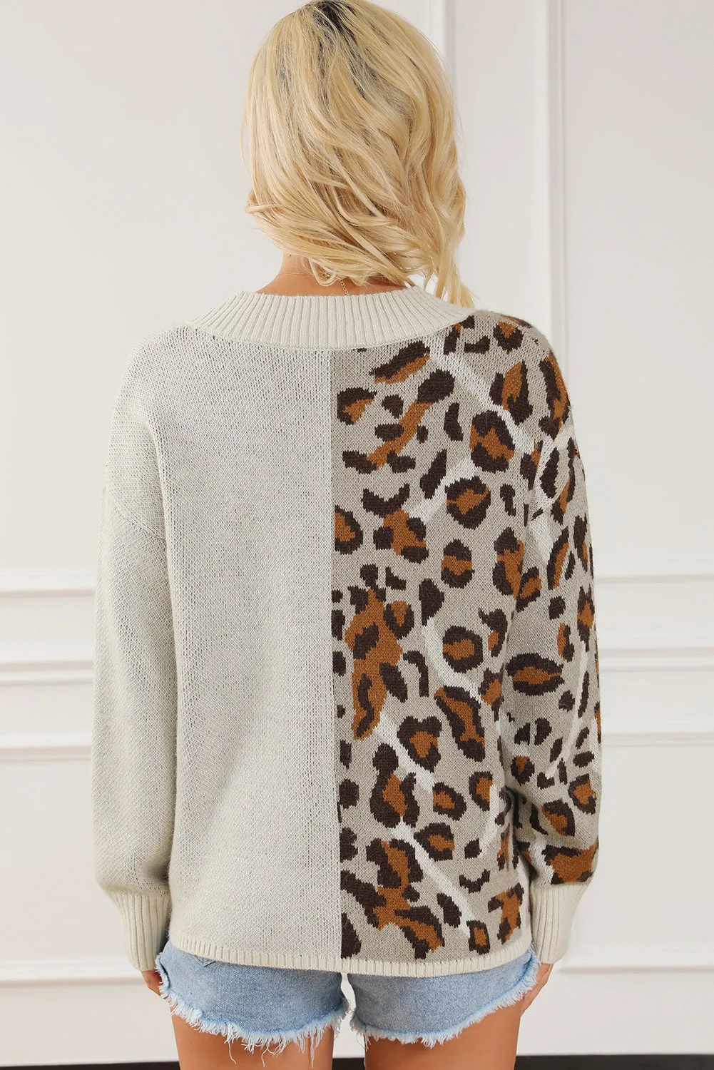 Leopard V Neck Drop Shoulder Sweater sold by Charming Charlie product image thumbnail 4