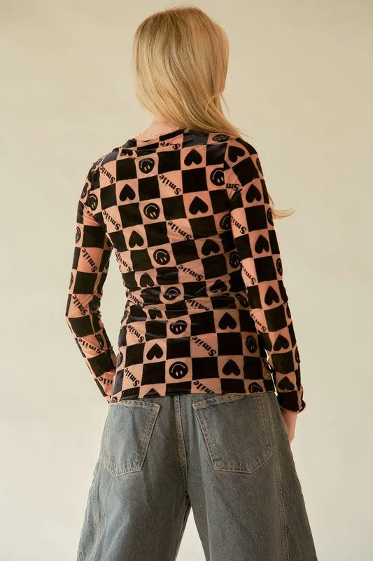 Davi & Dani Heart Print Long Sleeve Top sold by Charming Charlie product image thumbnail 2