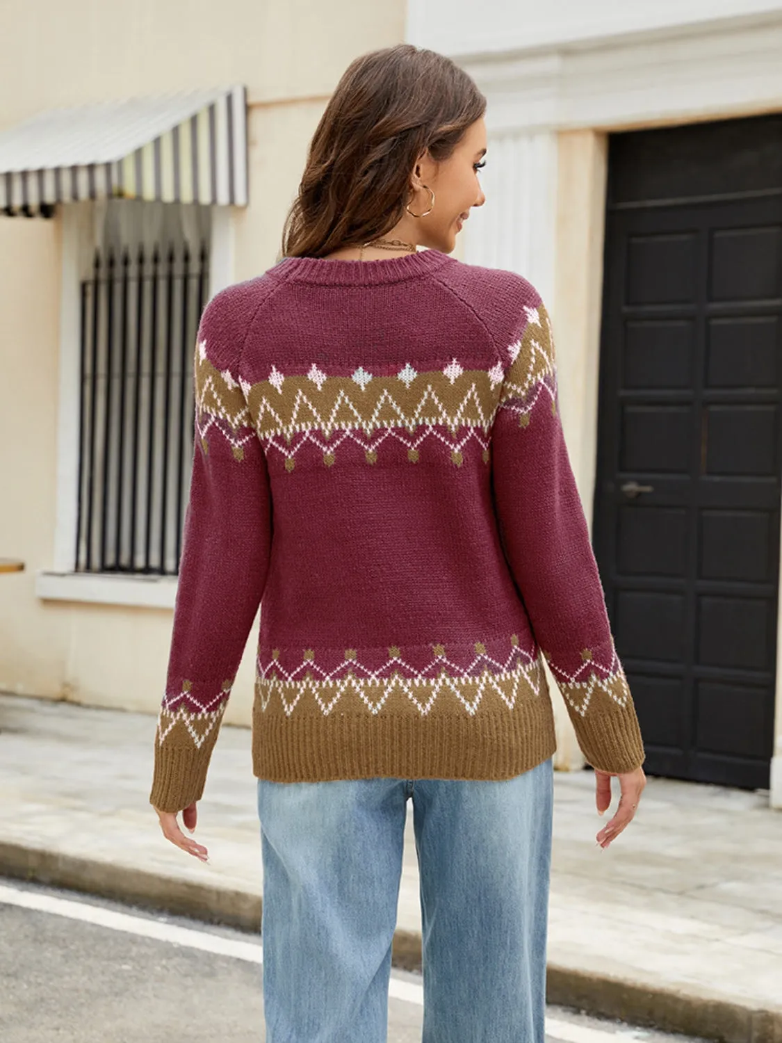 Contrast Round Neck Long Sleeve Sweater sold by Charming Charlie product image thumbnail 3