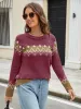 Contrast Round Neck Long Sleeve Sweater sold by Charming Charlie