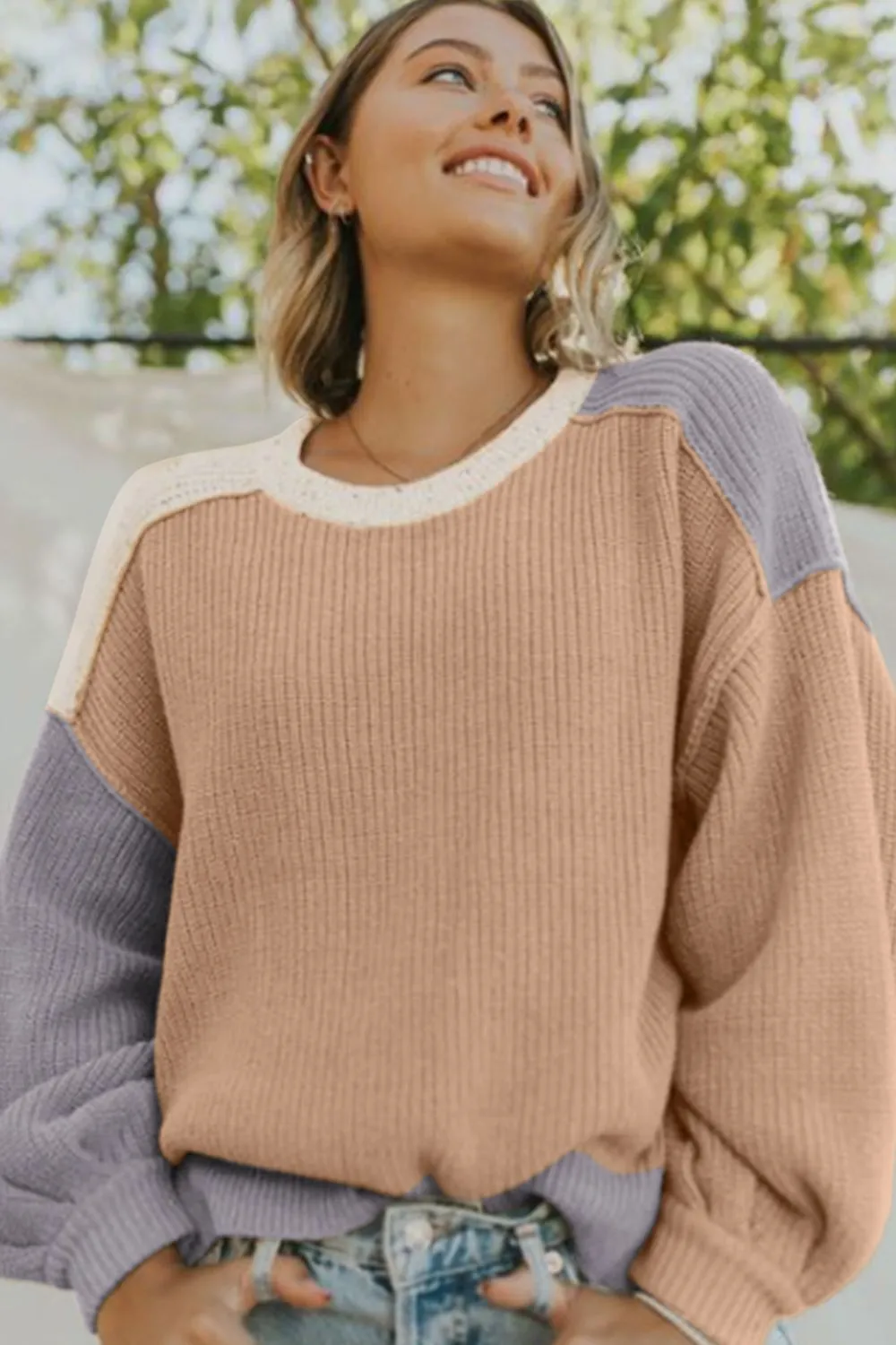 Color Block Round Neck Drop Shoulder Sweater sold by Charming Charlie product image thumbnail 4