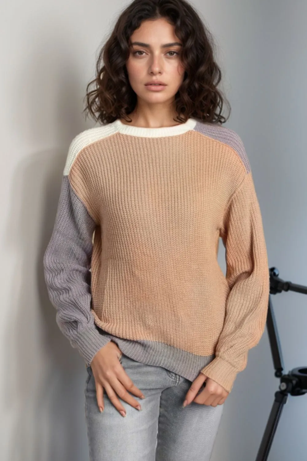 Color Block Round Neck Drop Shoulder Sweater sold by Charming Charlie product image thumbnail 2