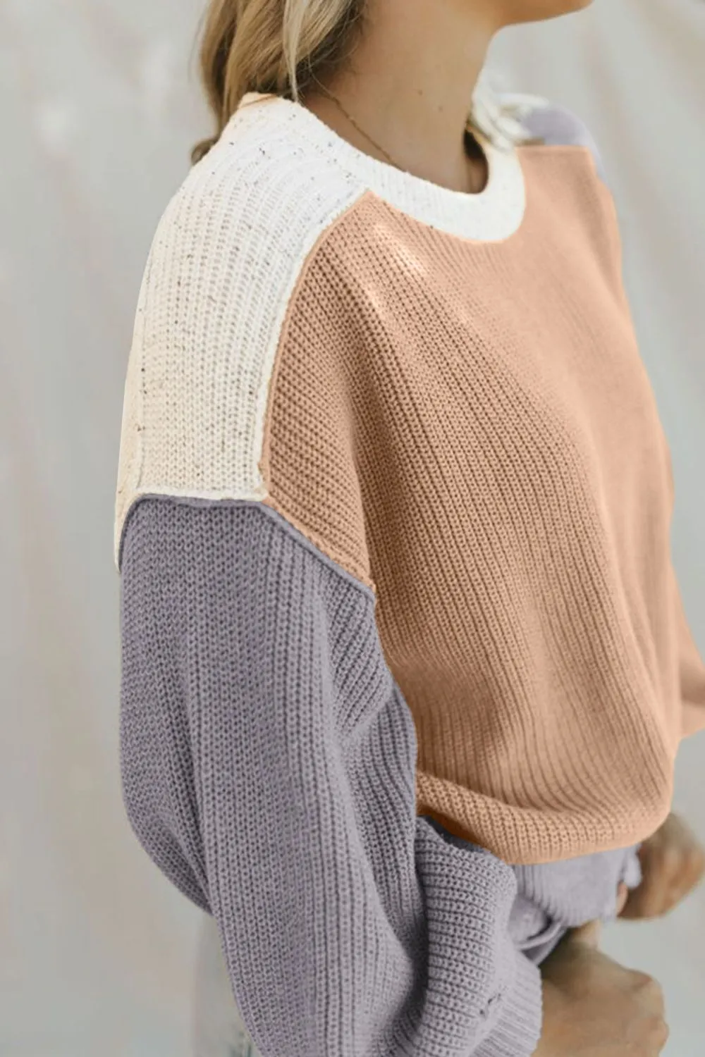 Color Block Round Neck Drop Shoulder Sweater sold by Charming Charlie product image thumbnail 3