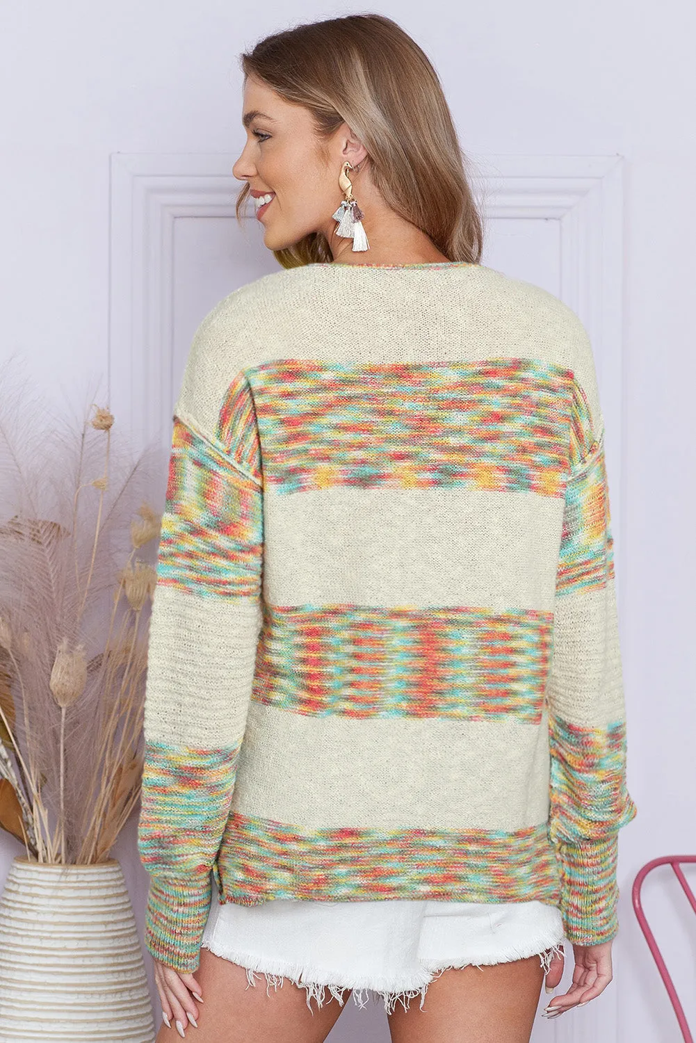 Contrast Half Button Long Sleeve Sweater sold by Charming Charlie product image thumbnail 4