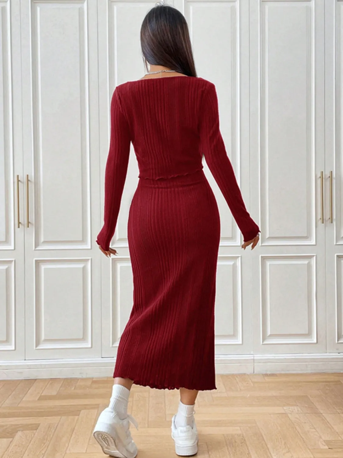 Cami Dress and Tied Long Sleeve Cardigan Set sold by Charming Charlie product image thumbnail 2