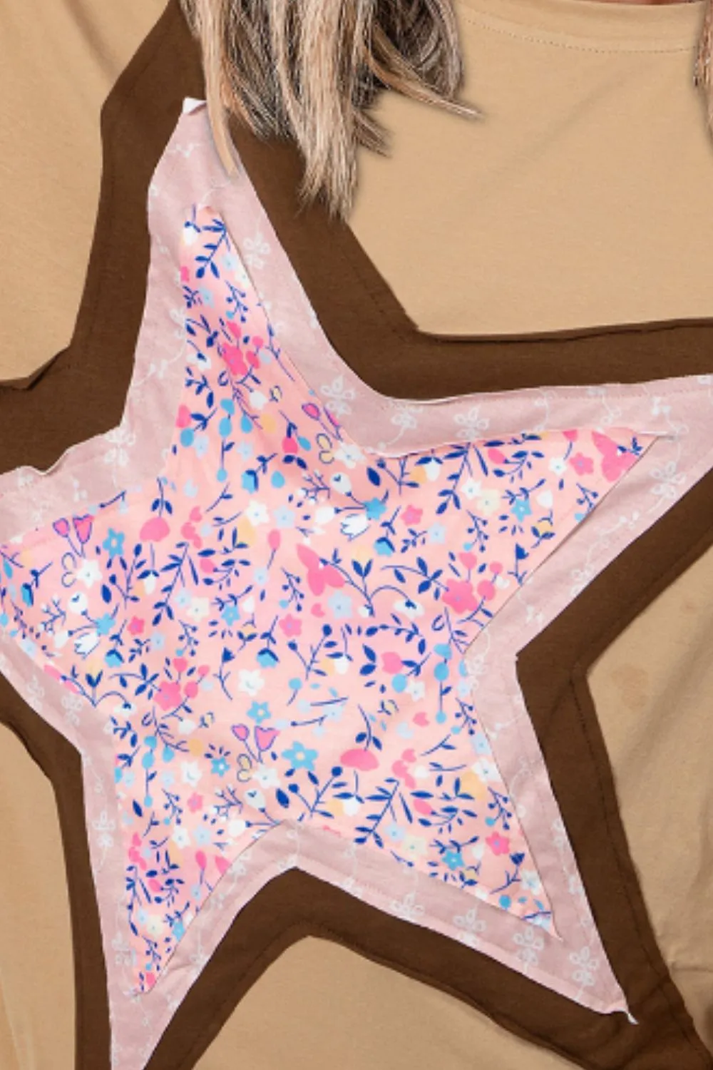 Star Applique Patch Round Neck T-Shirt sold by Charming Charlie product image thumbnail 3