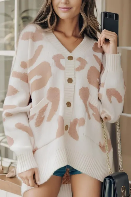 Leopard V Neck Button Down Cardigan sold by Charming Charlie