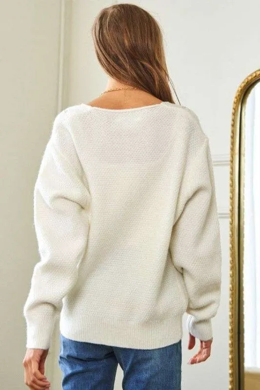 Davi & Dani Flower Embroidered Button Up Long Sleeve Cardigan sold by Charming Charlie product image thumbnail 2