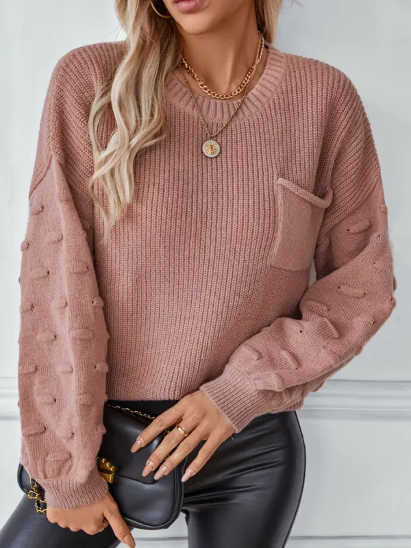 Round Neck Drop Shoulder Sweater sold by Charming Charlie